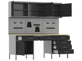 Work Cabinet with Drawer 8 pcs Black Engineered Wood and Steel 3321464