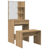 Dressing Table Set with LED Artisan Oak Engineered Wood 3329188