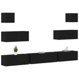 TV Cabinet Set 7 pcs Black Oak Engineered Wood 3332572