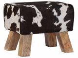 Bench 40 x 30 x 45 cm Real Leather Black and White 42042102