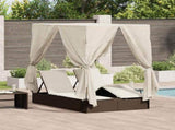 Double Sun Lounger with Roof Brown 205 x 129 x 200 cm PE rattan 3376128