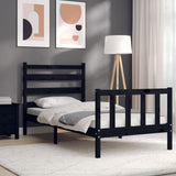 Bed Frame without Mattress Black Small Single Solid Wood Pine 3192000