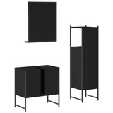 3 Piece Bathroom Cabinet Set Black Engineered Wood 3214344