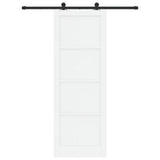 Sliding Door White and Black 83 x 232 cm Solid Pine Wood 3333341