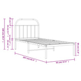 Bed Frame White Powder-Coated Steel Single Bed Frame 353677
