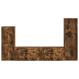 TV Cabinet Set Wall-mounted 4 pcs Smoked Oak Engineered Wood 3409029