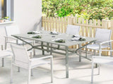 Outsunny Rectangle Garden Table with Parasol Hole, Outdoor Dining Table for 6, Patio Table for T3398P555010
