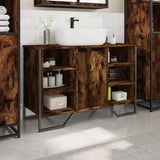 Bathroom Sink Cabinet Smoked Oak 91x35x60 cm Engineered Wood 848666