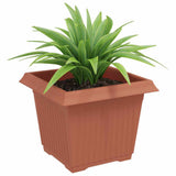 Square Flower Pot 24 pcs Brick Red 23 x 23 x 17.5 cm Plastic 42020343