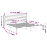 Extra Long Bed Frame without Mattress White 200x210 cm Solid Wood 3309306