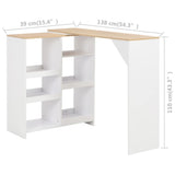 Bar Table with Moveable Shelf White 138x39x110 cm 280225