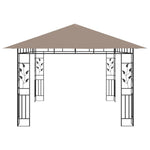 ZNTS Gazebo with Mosquito Net&LED String Lights 4x3x2.73 m Taupe 3070319