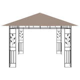 ZNTS Gazebo with Mosquito Net&LED String Lights 4x3x2.73 m Taupe 3070319