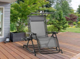 Garden Rocking Chair Folding Recliner Outdoor Adjustable Sun Lounger Rocker Zero-Gravity Seat with T3398P315913