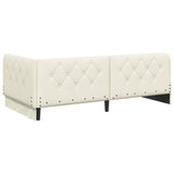 Corner Bed Frame with Headboard Cream 90 x 200 cm Velvet 42016540