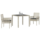 Garden Dining Set 3 pcs Light grey Poly rattan 3334895