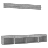 5 Piece TV Wall Units with LED Concrete Grey Engineered Wood 3216685