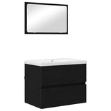 Bathroom Furniture Set 3 pcs Black Oak Engineered Wood 3393502