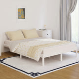 Bed Frame without Mattress Solid Wood Pine 140x200cm White 810431