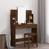 Dressing Table with Mirror Brown Oak 96x39x142 cm 837581