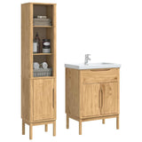 Bathroom Furniture Set FLORO 2 pcs Wax Brown Solid Pine Wood 3385881