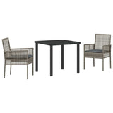 Garden Dining Set with Cushion 3 pcs Grey Poly Rattan 3379877