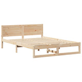 Bed Frame with Headboard Natural 150 x 200 cm Solid Pine Wood 873268