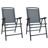 Folding Chairs 2 pcs Texilene Grey 47922