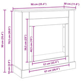 Fireplace Surround Black Oak 90x30x90 cm Engineered Wood 865984