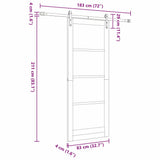 Sliding Door Natural and Black 83 x 211 cm Solid Pine Wood 3333170