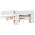 ZNTS Bookcase Bed without Mattress White 120x190 cm Small Double Solid Wood Pine 3322625