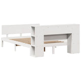 ZNTS Bookcase Bed without Mattress White 120x190 cm Small Double Solid Wood Pine 3322625