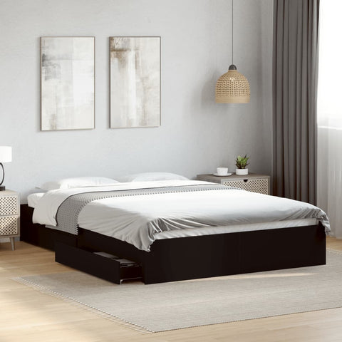 Bed Frame with Drawers without Mattress Black 150x200 cm King Size 3280651