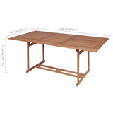 Garden Table 180x90x75 cm Solid Teak Wood 43034