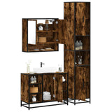 3 Piece Bathroom Furniture Set Smoked Oak Engineered Wood 3301122