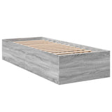 Bed Frame without Mattress Grey Sonoma 75x190 cm Small Single Engineered Wood 841991
