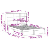 Bookcase Bed without Mattress White 140x200cm Solid Wood Pine 3322394
