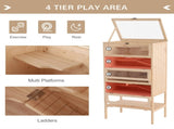 Wooden Large Hamster Cage, Gerbil Cage 4 Layers with Tall Bottom & Storage Shelf T3398P350027