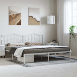 Metal Bed Frame without Mattress with Headboard White 183x213cm 373843