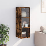 Wall Cabinet with Glass Doors Smoked Oak 35x37x100 cm 836487