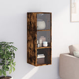 Wall Cabinet Smoked oak Engineered wood, glass 35x37x100 cm 836487