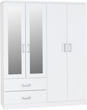 ZNTS Charles 4 Door 2 Drawer Mirrored Wardrobe 100-101-074