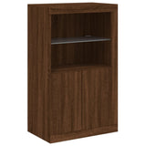 Sideboard with LED Lights Brown Oak 162x37x100 cm 3209148