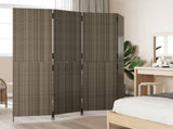 Room Divider 4 Panels Grey Poly Rattan 365346