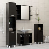 ZNTS 3 Piece Bathroom Furniture Set Black Engineered Wood 3056953
