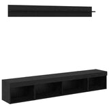 TV Wall Cabinet Set with LED 5 pcs Black Oak Engineered Wood 3402954