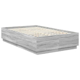 Bed Frame Grey Sonoma 135 x 190 cm Engineered Wood 3408178