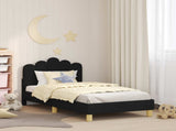 Children's Bed Frame with Headboard Black 80 x 160 cm Fabric 42011046