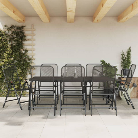 ZNTS 9 Piece Garden Dining Set Anthracite Metal Mesh 3211824