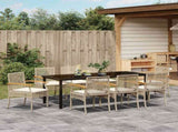 Garden Dining Set with Cushion 9 pcs Beige and Black Rattan 3380833